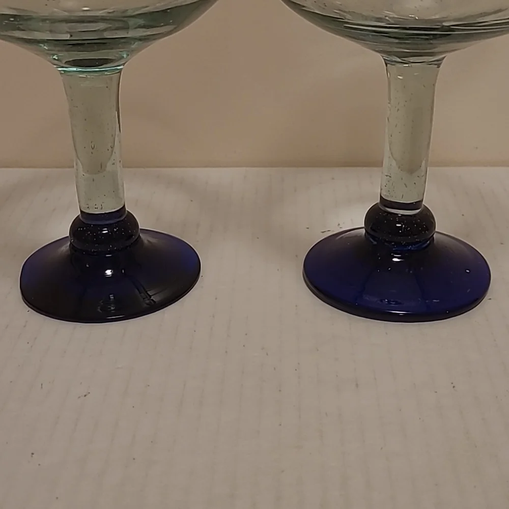 Pair of Beautiful Handblown Margarita Glasses